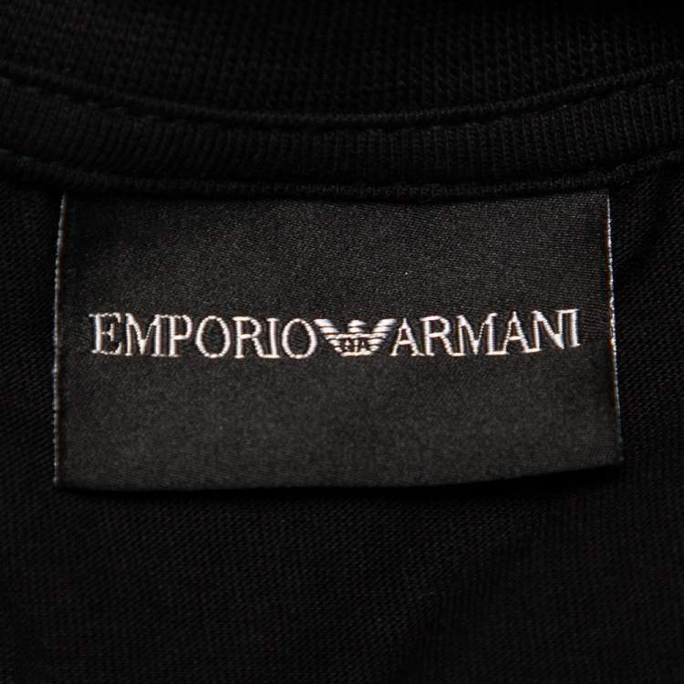 مملوكة مسبقًا Emporio Armani Black Cotton Logo Printed Crewneck T-Shirt 3XL