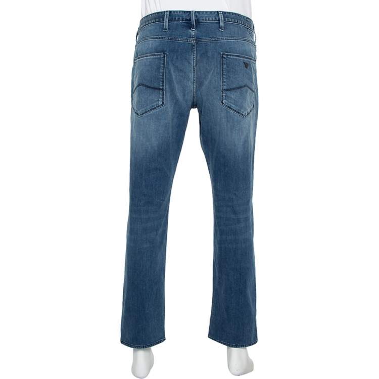 Pre Owned Emporio Armani Blue Denim Straight Leg Jeans XXL
