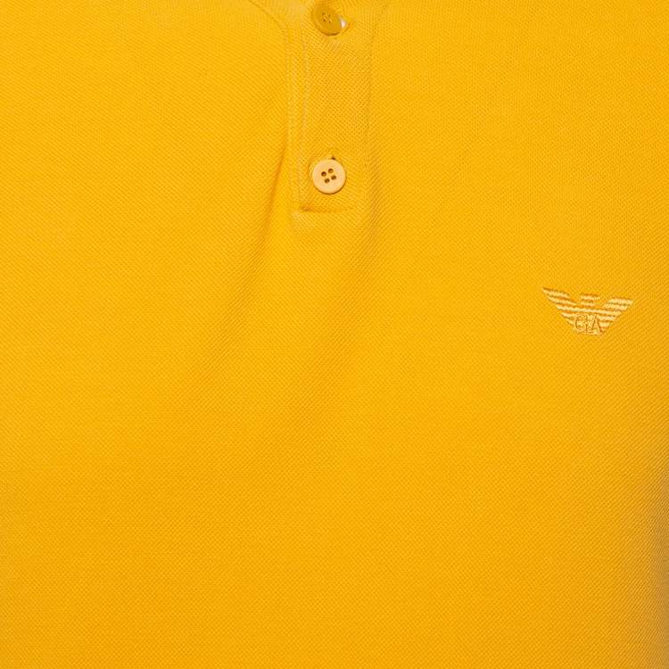Pre Owned Emporio Armani Mustard Yellow Cotton Polo T-Shirt M