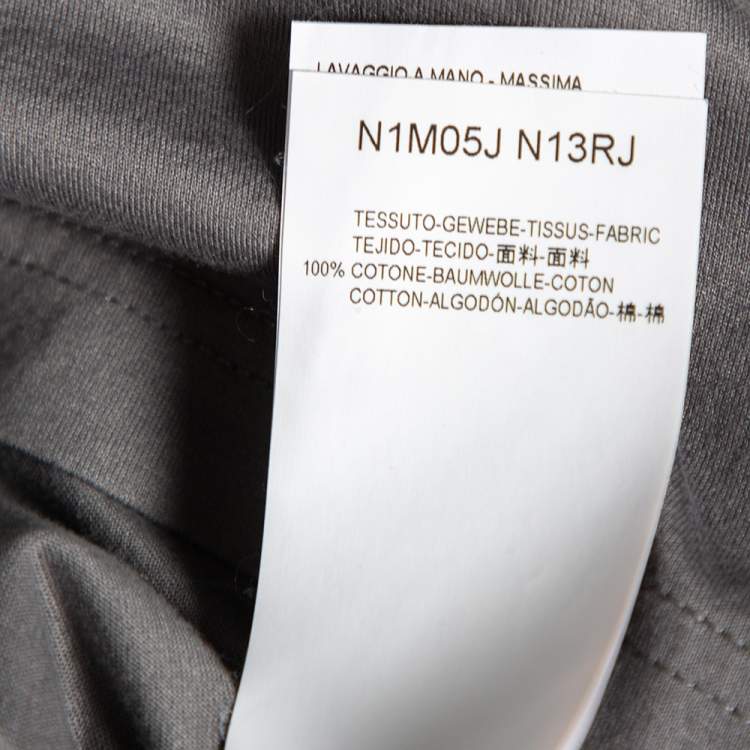 Pre Owned Emporio Armani Grey Cotton Contrast Trim T-Shirt M