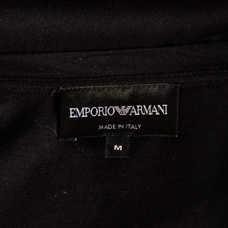 مملوكة مسبقًا Emporio Armani Black Cotton & Modal Applique Detail Long Sleeve T-Shirt M