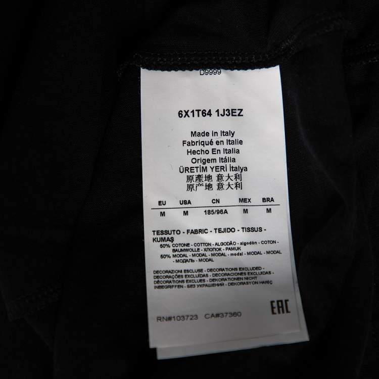 مملوكة مسبقًا Emporio Armani Black Cotton & Modal Applique Detail Long Sleeve T-Shirt M