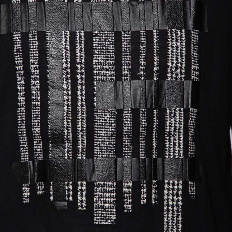 مملوكة مسبقًا Emporio Armani Black Cotton & Modal Applique Detail Long Sleeve T-Shirt M