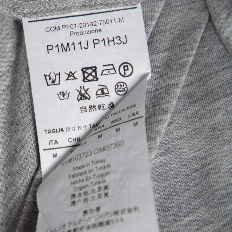 Pre Owned Emporio Armani Grey & Black Knit Pocket Detail Crewneck T-Shirt M