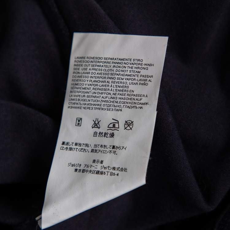 Pre Owned Emporio Armani Navy Blue Printed Cotton & Modal Jude Fitted T-Shirt M