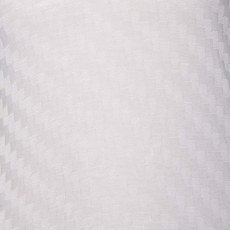 مملوكة مسبقًا Emporio Armani Grey Patterned Cotton & Silk Knit Fitted T-Shirt M