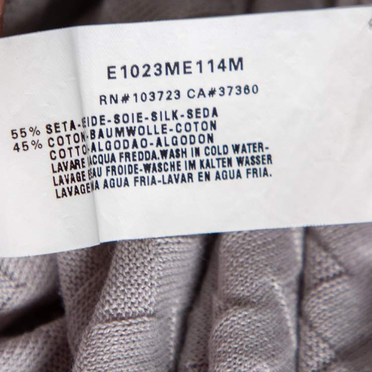 مملوكة مسبقًا Emporio Armani Grey Patterned Cotton & Silk Knit Fitted T-Shirt M