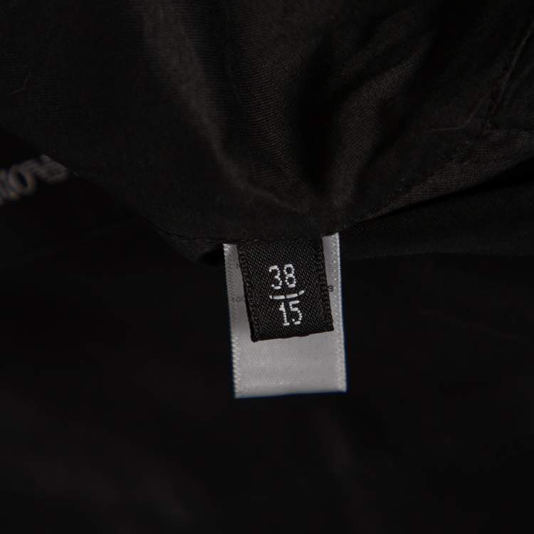 Pre Owned Emporio Armani Black Cotton Shawl Lapel Collar Detail Button Front Shirt S 