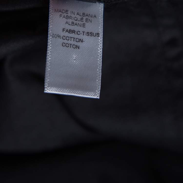 Pre Owned Emporio Armani Black Cotton Shawl Lapel Collar Detail Button Front Shirt S 