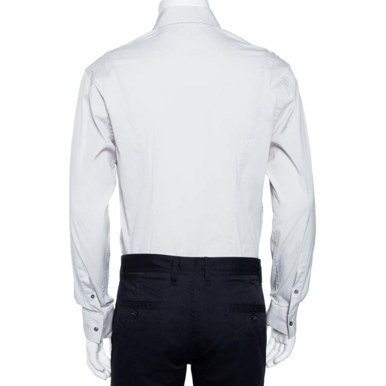 مملوكة مسبقًا Emporio Armani Grey Stretch Cotton Button Front Shirt XL