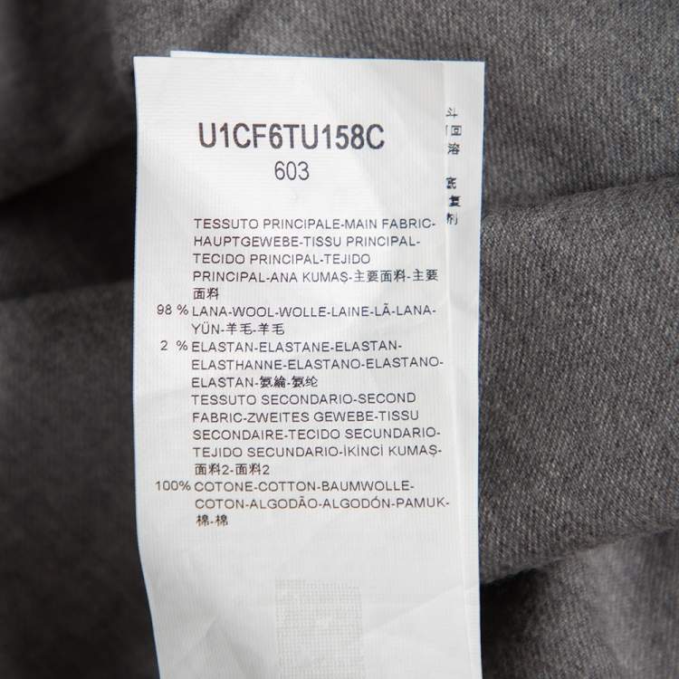 Pre Owned Emporio Armani Grey Wool Contrast Trim Button Front Shirt M