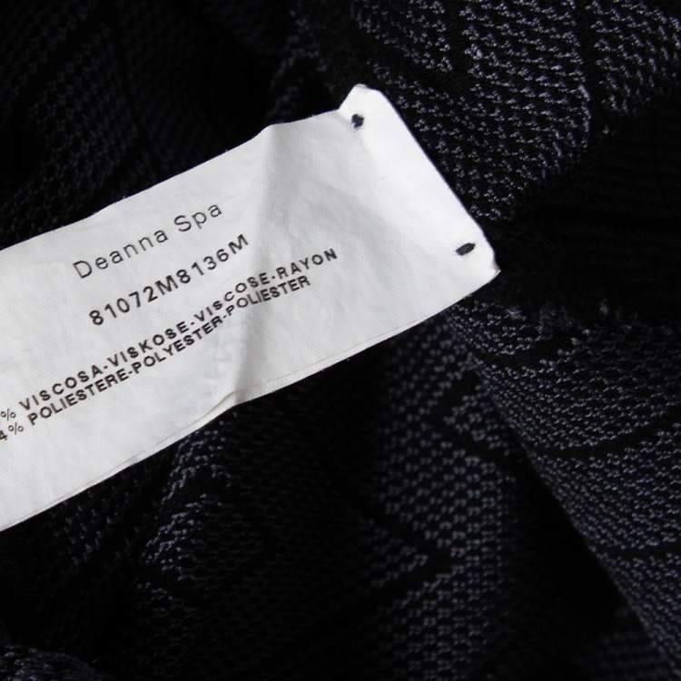 مملوكة مسبقًا Emporio Armani Black Patterned Knit Long Sleeve T-Shirt L