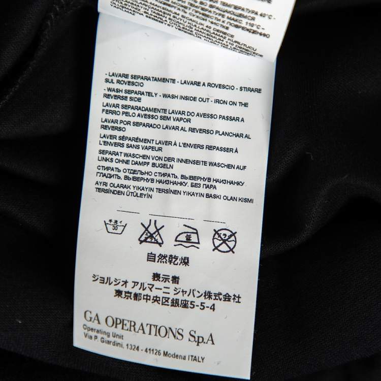 Pre Owned Emporio Armani Black Abstract Printed Cotton Crewneck T-Shirt M