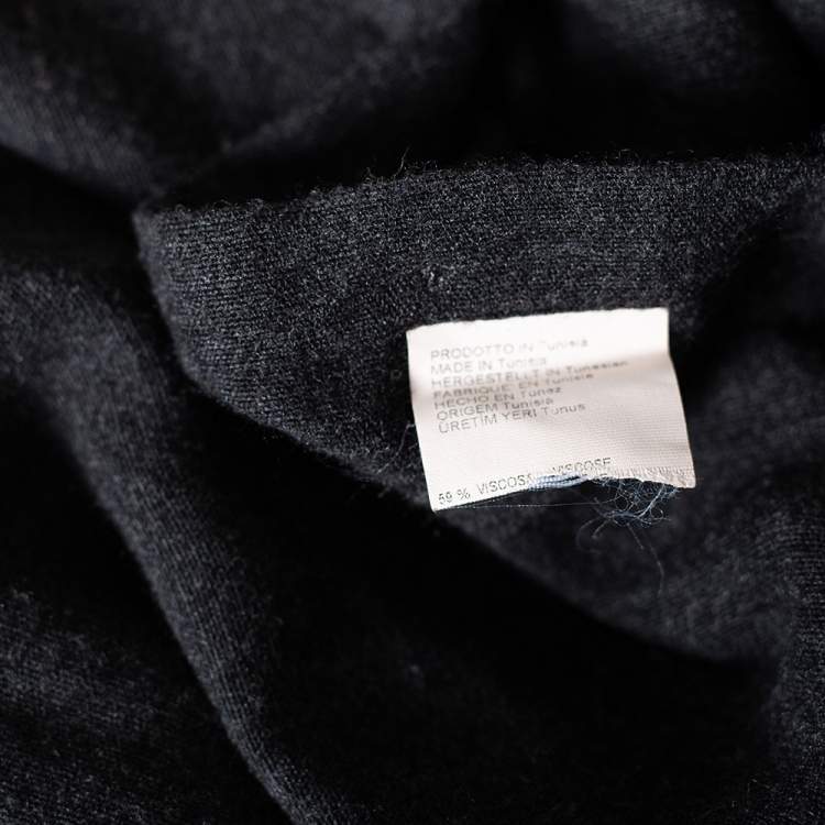 Pre Owned Emporio Armani Charcoal Grey Wool Overlay Detail Button Front Shirt L