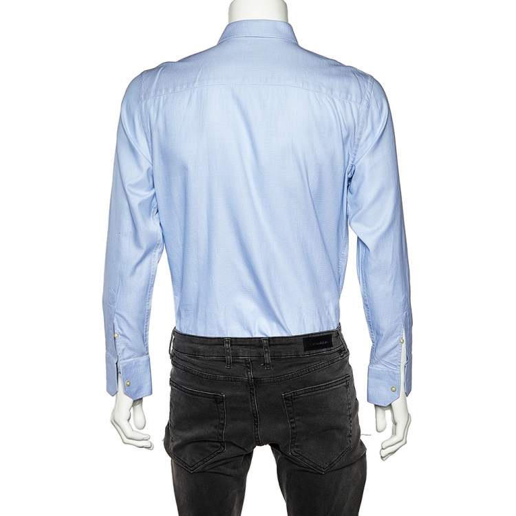 مملوكة مسبقًا Emporio Armani Blue Cotton Button Front Shirt L