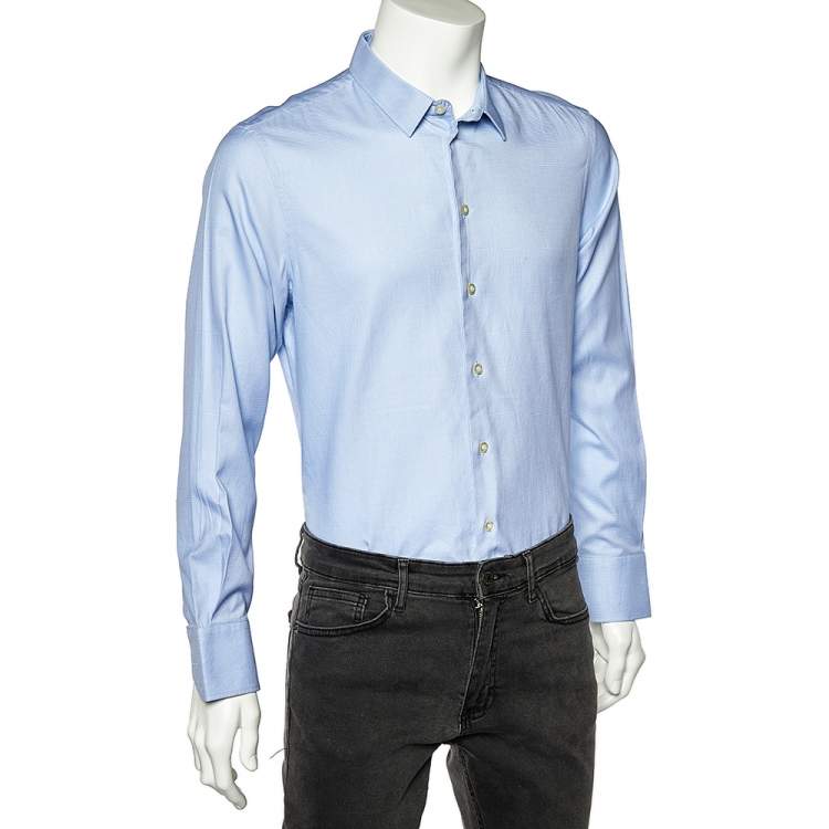 مملوكة مسبقًا Emporio Armani Blue Cotton Button Front Shirt L