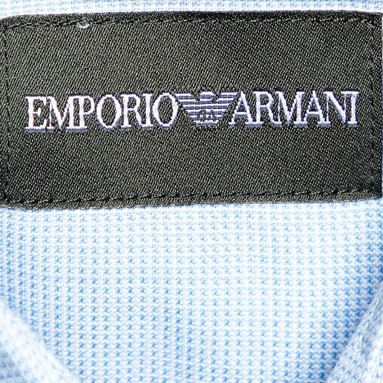 مملوكة مسبقًا Emporio Armani Blue Cotton Button Front Shirt L