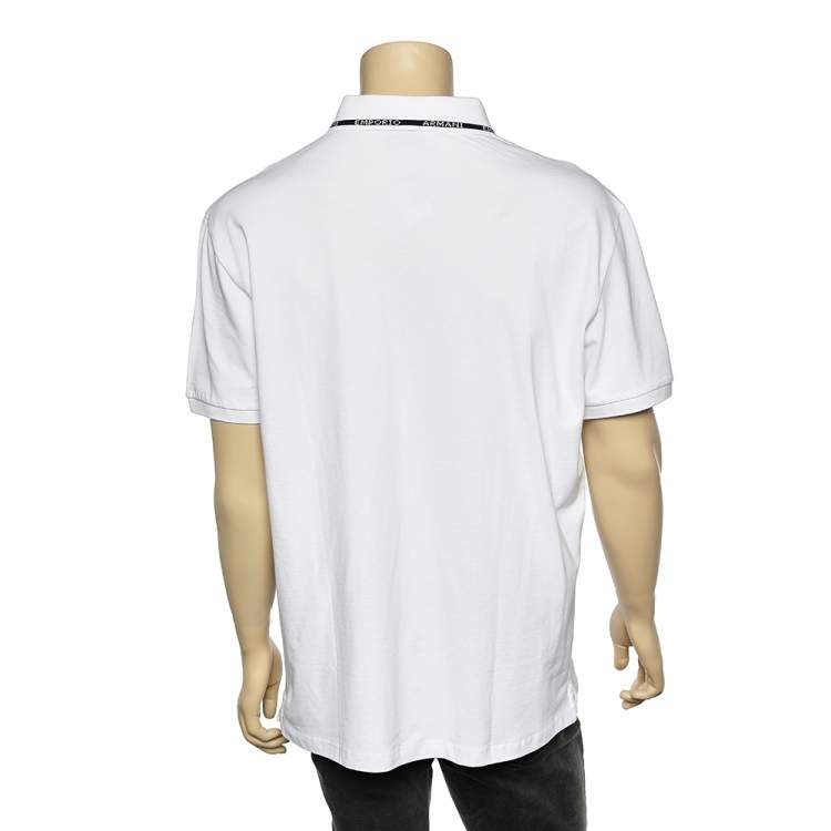 مملوكة مسبقًا Emporio Armani White Cotton Contrast Trim Polo T-Shirt 3XL