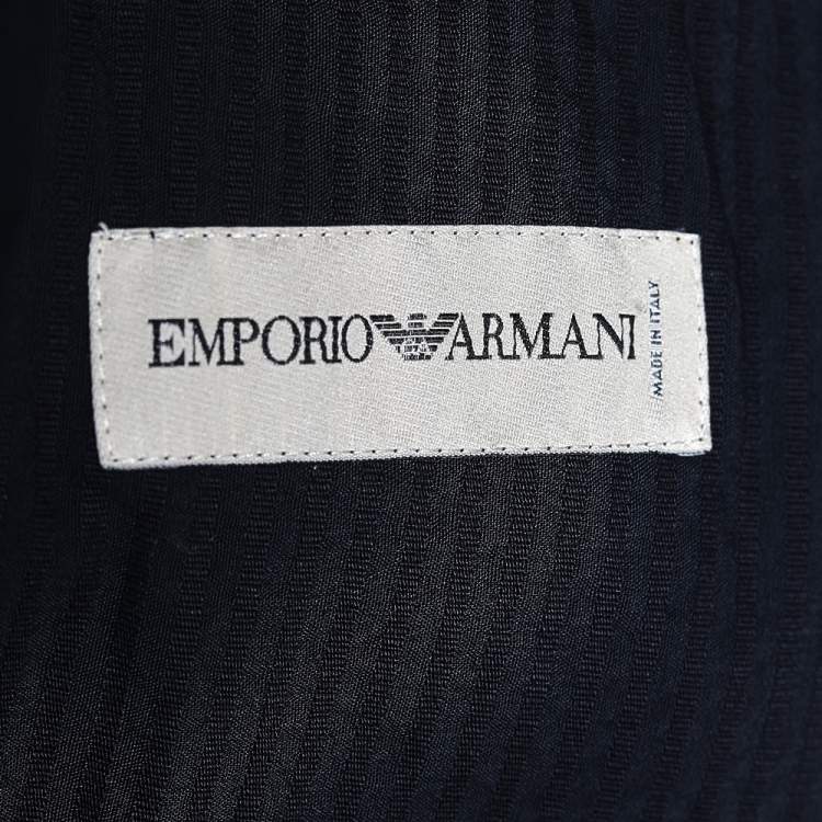 Pre Owned Emporio Armani Blue Striped Cotton Jacket L