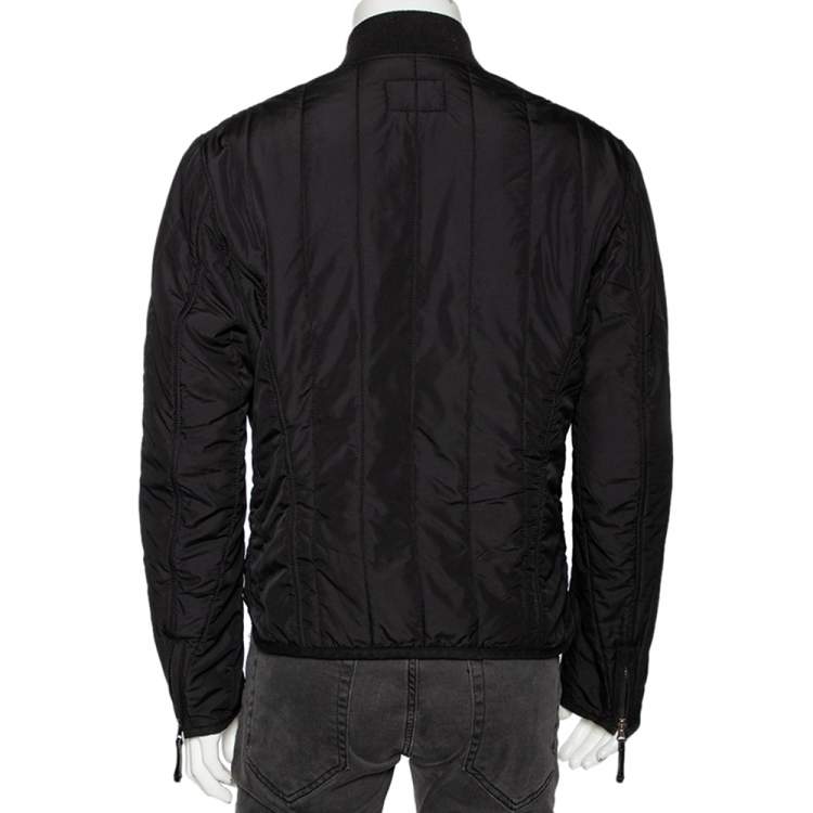 Pre Owned Emporio Armani Black Synthetic Zip Front Jacket L