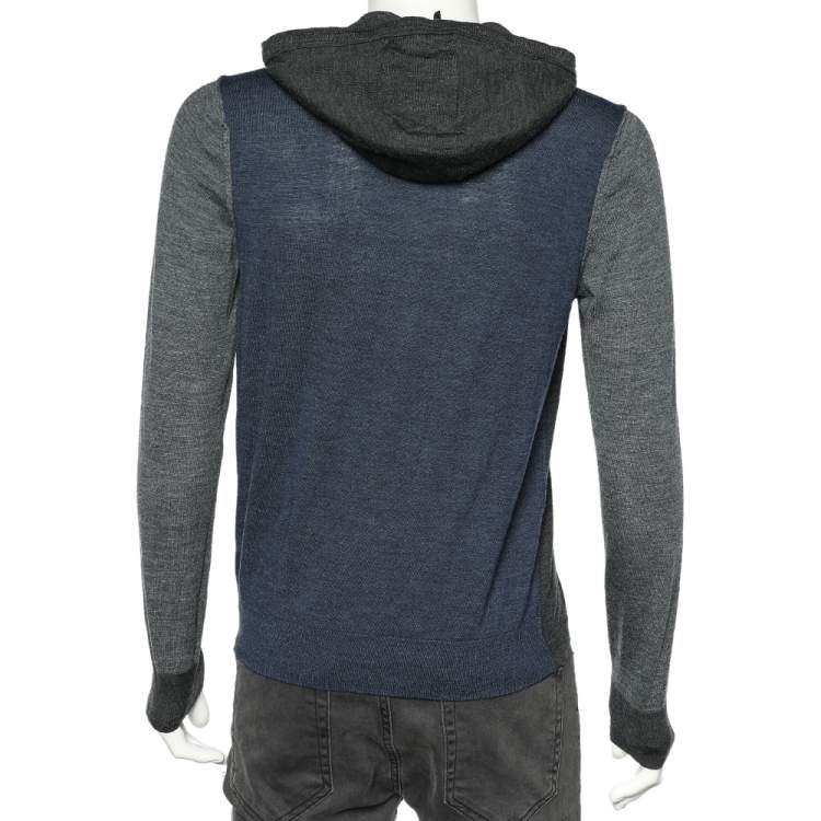 مملوكة مسبقًا Emporio Armani Color Block Wool Hooded Sweatshirt M