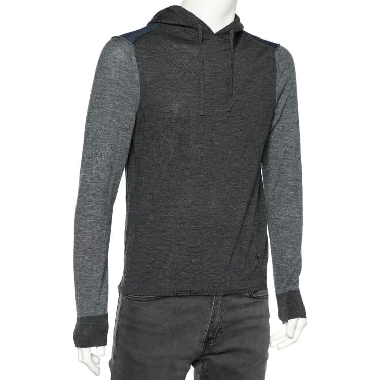 مملوكة مسبقًا Emporio Armani Color Block Wool Hooded Sweatshirt M