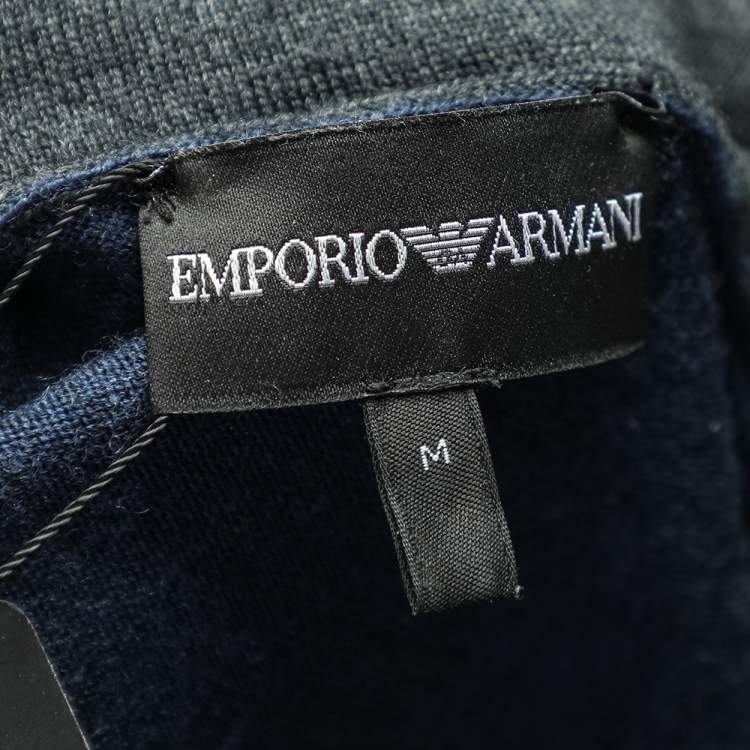 مملوكة مسبقًا Emporio Armani Color Block Wool Hooded Sweatshirt M