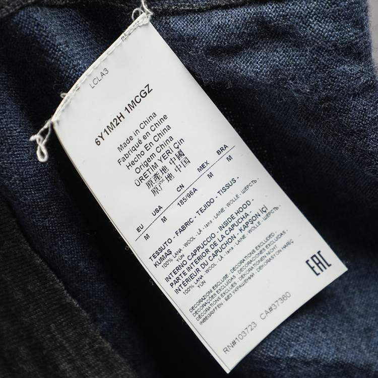 مملوكة مسبقًا Emporio Armani Color Block Wool Hooded Sweatshirt M