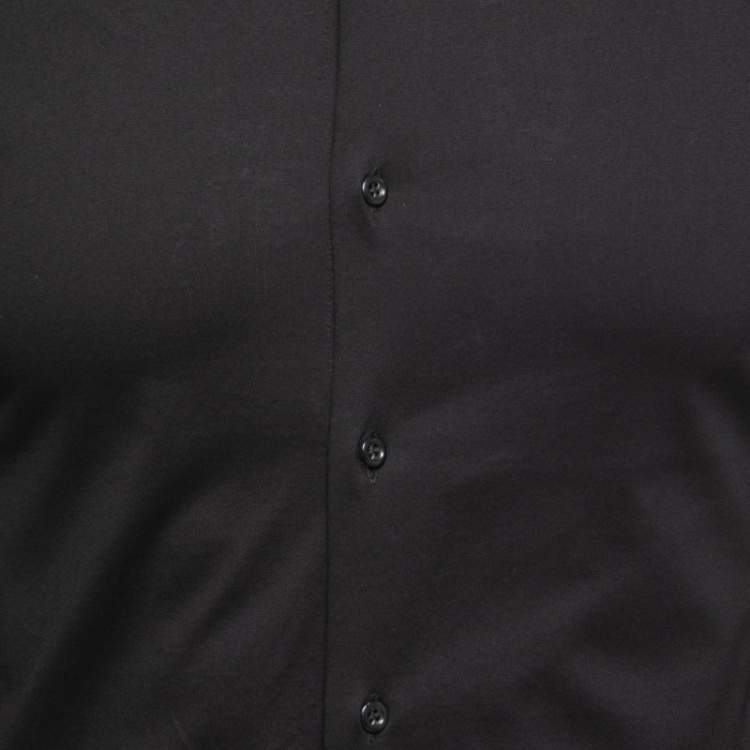 مملوكة مسبقًا Emporio Armani Black Stretch Knit Long Sleeve Shirt S