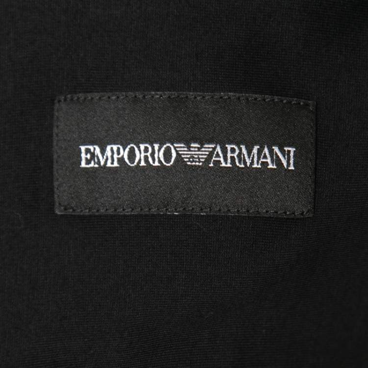 مملوكة مسبقًا Emporio Armani Black Stretch Knit Long Sleeve Shirt S
