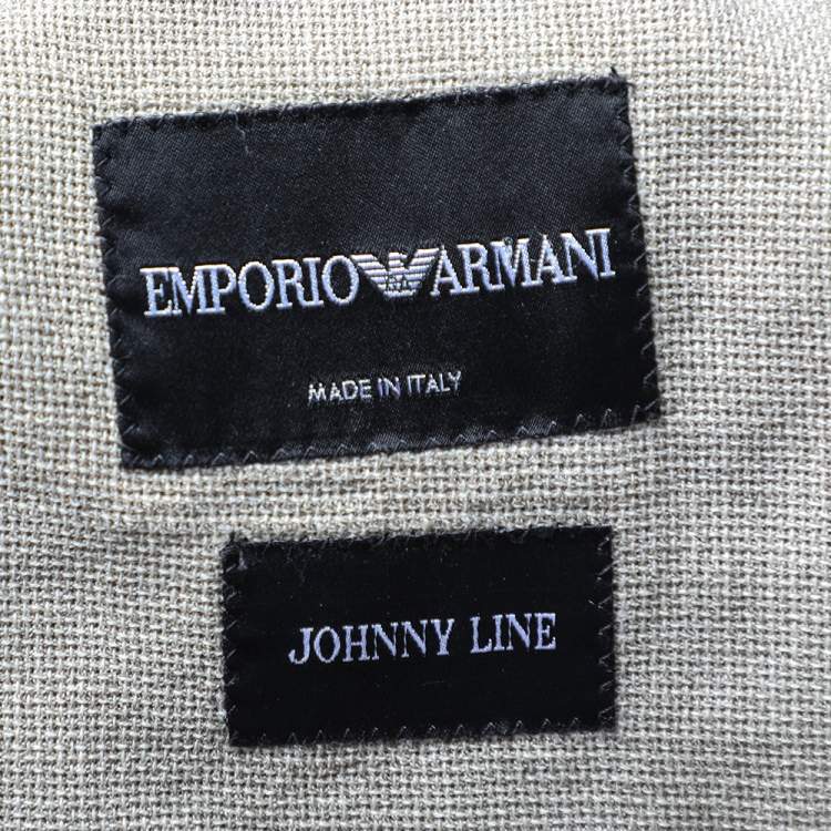 Pre Owned Emporio Armani Beige Textured Wool Button Front Blazer S