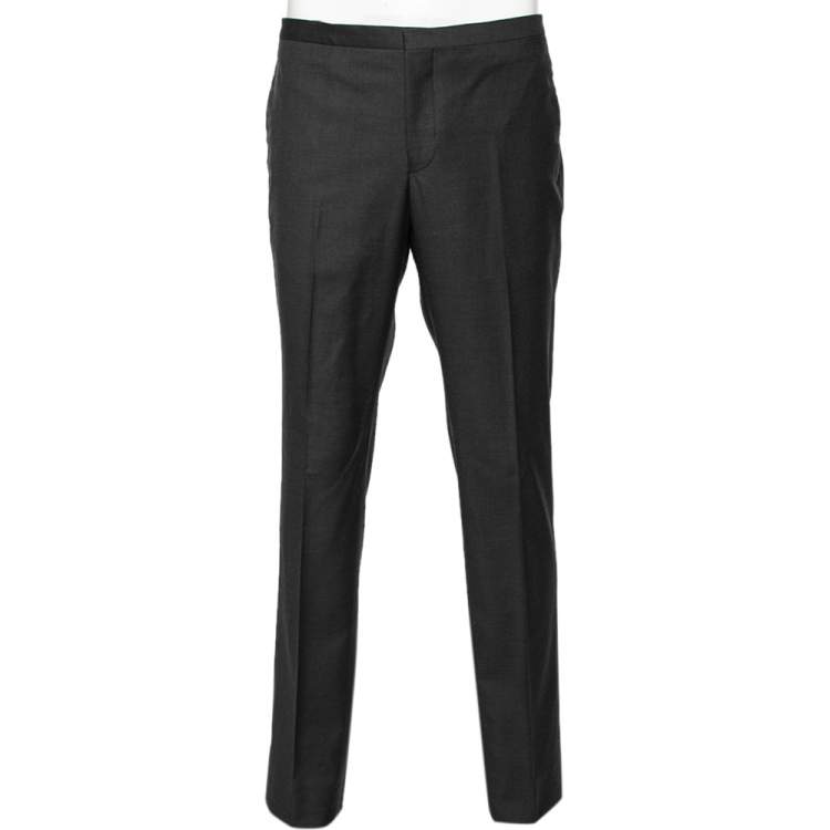 Pre Owned Emporio Armani Charcoal Grey Wool tapered Leg Pants XXL