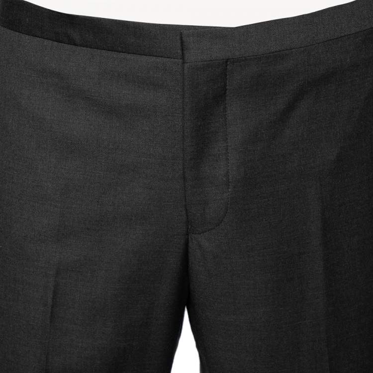 Pre Owned Emporio Armani Charcoal Grey Wool tapered Leg Pants XXL