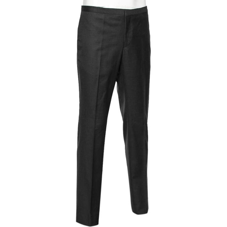 Pre Owned Emporio Armani Charcoal Grey Wool tapered Leg Pants XXL