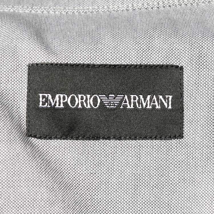 Pre Owned Emporio Armani Grey Cotton Button Front Shirt M