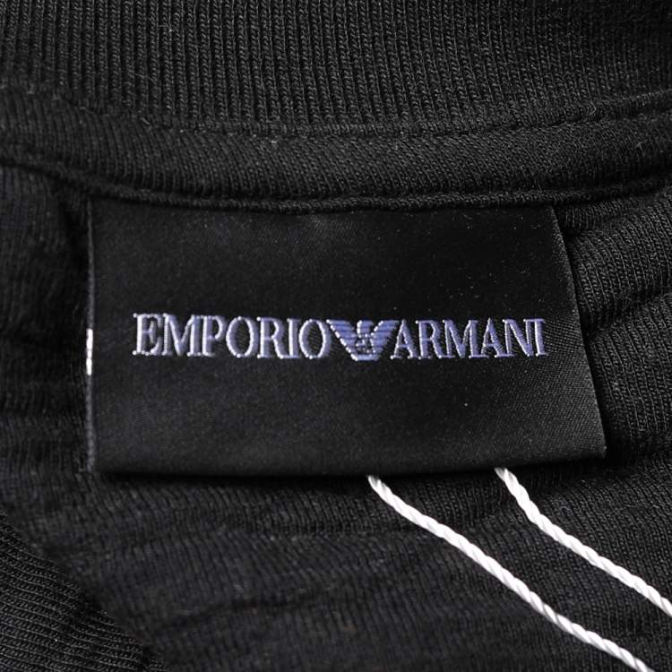Pre Owned Emporio Armani Charcoal Grey Camouflage Intarsia Knit Crewneck Sweater XL