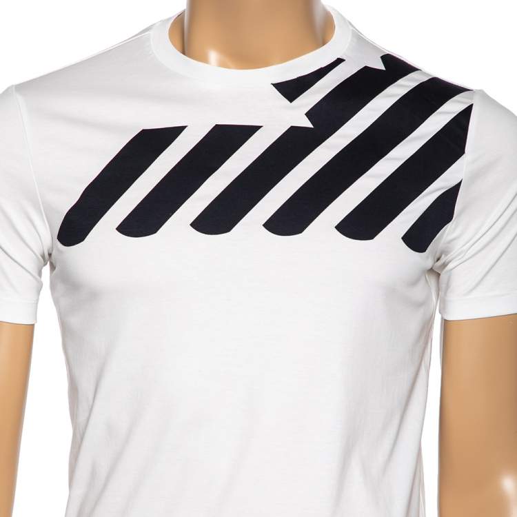Pre Owned Emporio Armani White Cotton Printed Crew Neck T-Shirt S