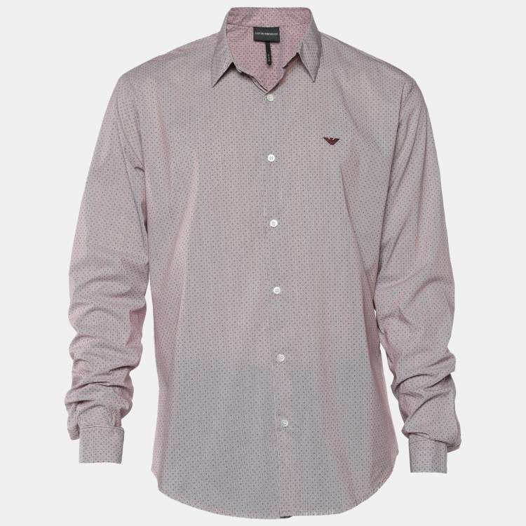 Pre Owned Emporio Armani Burgundy Cotton Slim Fit Shirt XXL