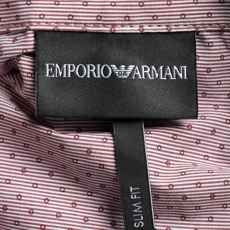 Pre Owned Emporio Armani Burgundy Cotton Slim Fit Shirt XXL