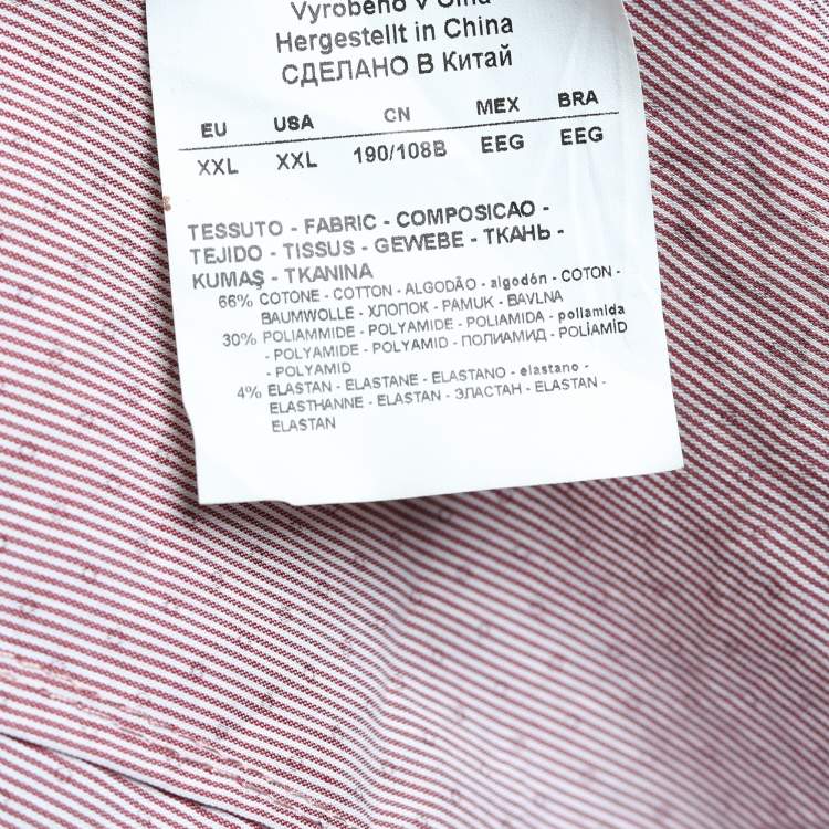 Pre Owned Emporio Armani Burgundy Cotton Slim Fit Shirt XXL