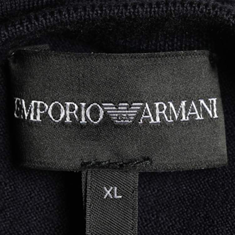 Pre Owned Emporio Armani Dark Blue Knit Crew Neck Jumper XL