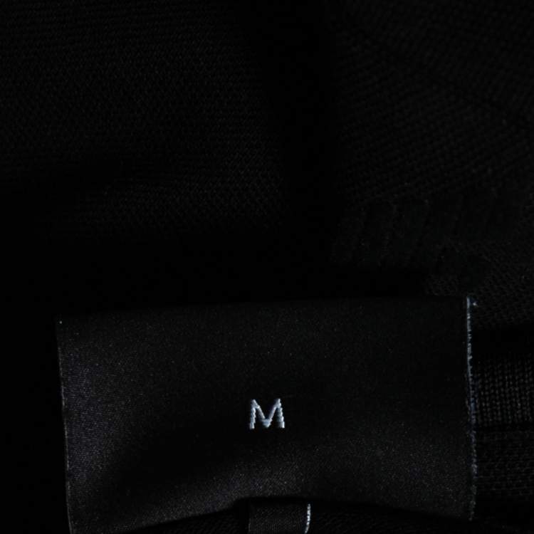 Pre Owned Emporio Armani Black Cotton All Over Logo Detailed Polo T-Shirt M