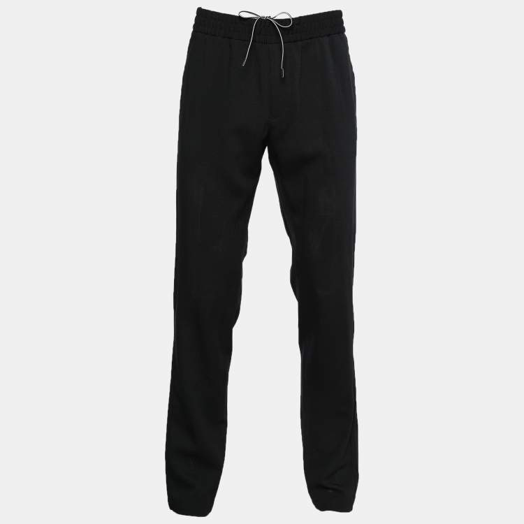 Pre Owned Emporio Armani Black Textured Knit Jogger Pants XXL