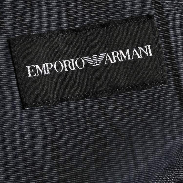 Pre Owned Emporio Armani Blue Printed Crinkled Jogger Pants L