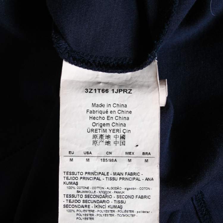 Pre Owned Emporio Armani Navy Blue Cotton Crew Neck T-Shirt M