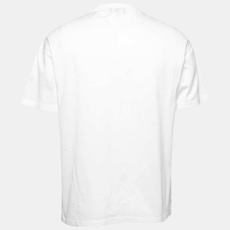 Pre Owned Emporio Armani White Printed Cotton Short Sleeve T-Shirt M