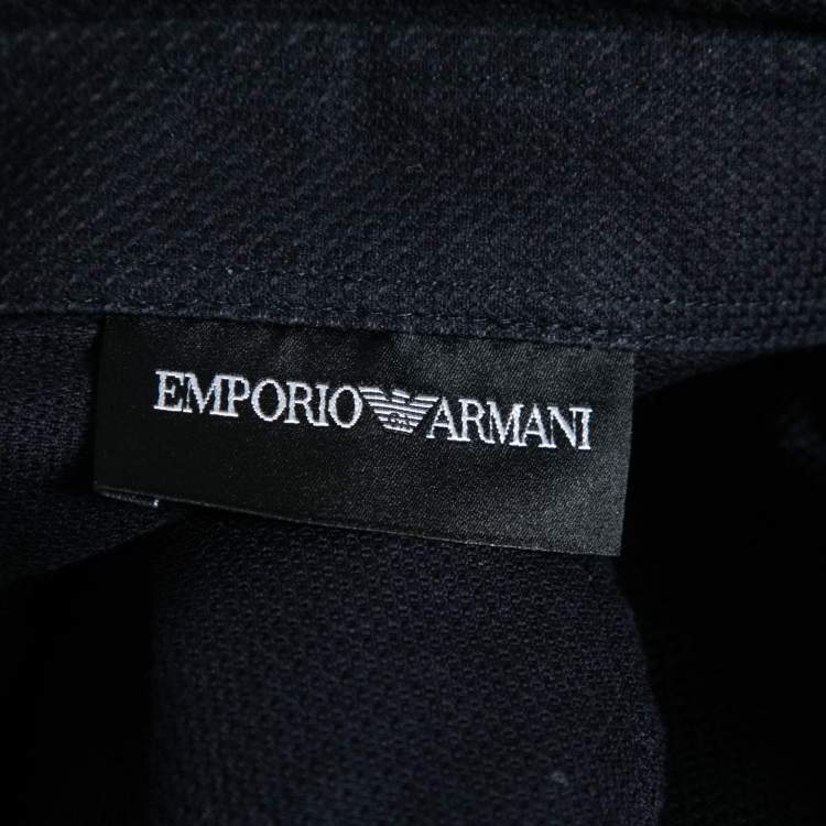 Pre Owned Emporio Armani Navy Blue Cotton Zip Front Lightweight Jacket XL