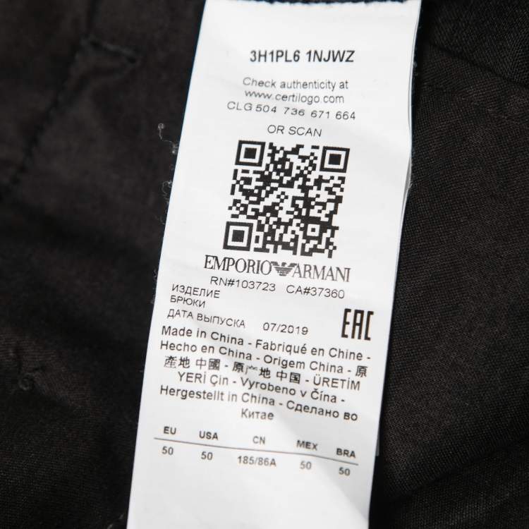 مملوكة مسبقًا Emporio Armani Black Wool Drawstring Pants L