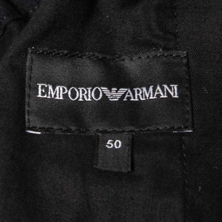مملوكة مسبقًا Emporio Armani Black Wool Drawstring Pants L