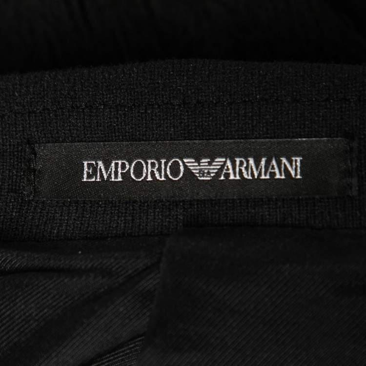Pre Owned Emporio Armani Black Textured Knit Double Breasted Jacket M